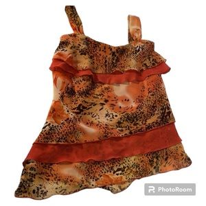 Asymmetrical Layered Animal Print Large Women’s Tank Separates x NewYork Design